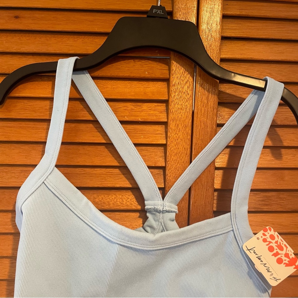 Free People Light Blue Ribbed Tank Top - Picture 5 of 9